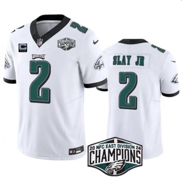 Men's Philadelphia Eagles #2 Darius Slay JR White 2024 NFC Est Champions With 3-Star C Patch F.U.S.E. Vapor Untouchable Limited Stitched Football Jersey - Custom Name