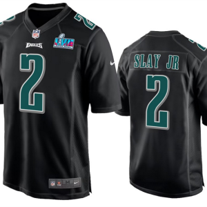 Men's Philadelphia Eagles #2 Darius Slay Jr. Black Super Bowl LVII Patch Stitched Game Jersey - Custom Name