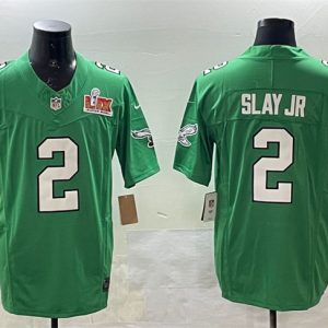 Men's Philadelphia Eagles #2 Darius Slay Jr. Green 2025 Super Bowl LIX Patch F.U.S.E. Throwback Vapor Untouchable Limited Stitched Football Jersey - Custom Name