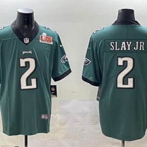 Men's Philadelphia Eagles #2 Darius Slay Jr. Green 2025 Super Bowl LIX Patch Vapor Untouchable Limited Stitched Football Jersey - Custom Name