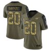Men's Philadelphia Eagles #20 Brian Dawkins 2021 Olive Camo Salute To Service Limited Stitched Jersey - Custom Name
