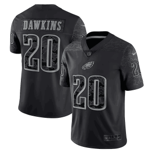 Men's Philadelphia Eagles #20 Brian Dawkins Black Reflective Limited Stitched Jersey - Custom Name