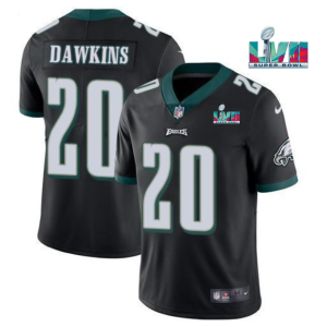 Men's Philadelphia Eagles #20 Brian Dawkins Black Super Bowl LVII Patch Vapor Untouchable Limited Stitched Jersey - Custom Name