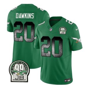 Men's Philadelphia Eagles #20 Brian Dawkins Green 2023 F.U.S.E. Throwback Vapor Untouchable Limited Stitched Football Jersey - Custom Name