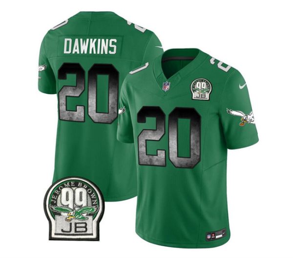 Men's Philadelphia Eagles #20 Brian Dawkins Green 2023 F.U.S.E. Throwback Vapor Untouchable Limited Stitched Football Jersey - Custom Name