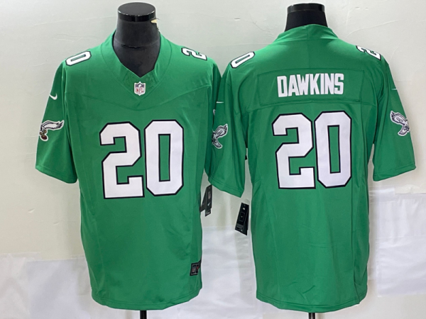 Men's Philadelphia Eagles #20 Brian Dawkins Green 2023 F.U.S.E. Vapor Untouchable Stitched Football Jersey - Custom Name