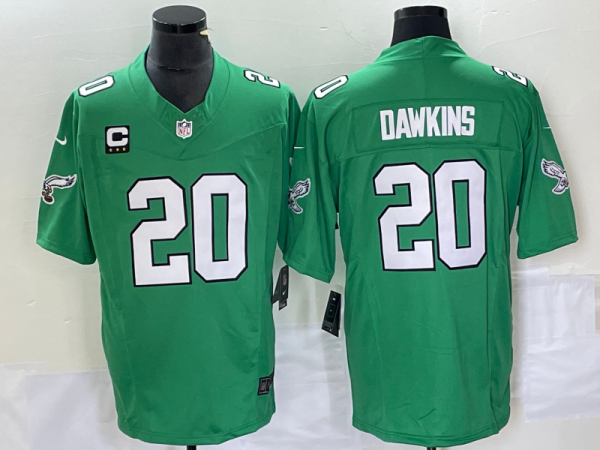 Men's Philadelphia Eagles #20 Brian Dawkins Green 2023 F.U.S.E. With C Patch Vapor Untouchable Stitched Football Jersey - Custom Name