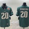 Men's Philadelphia Eagles #20 Brian Dawkins Green 2025 Super Bowl LIX Patch Vapor Untouchable Limited Stitched Football Jersey - Custom Name