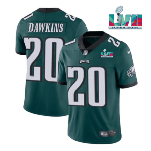 Men's Philadelphia Eagles #20 Brian Dawkins Green Super Bowl LVII Patch Vapor Untouchable Limited Stitched Jersey - Custom Name