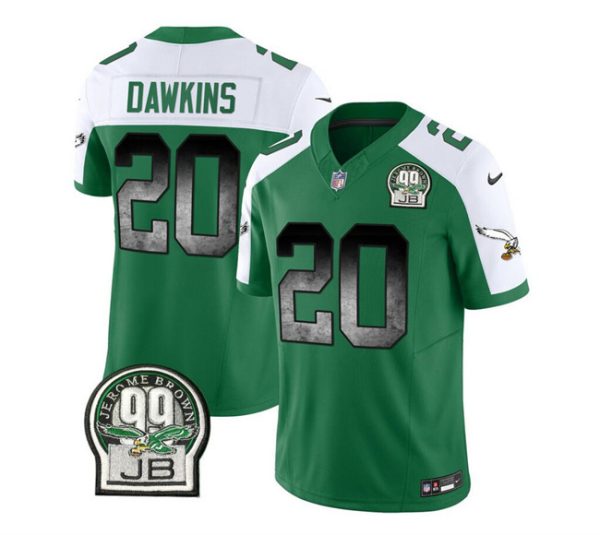 Men's Philadelphia Eagles #20 Brian Dawkins Green White 2023 F.U.S.E. Throwback Vapor Untouchable Limited Stitched Football Jersey - Custom Name