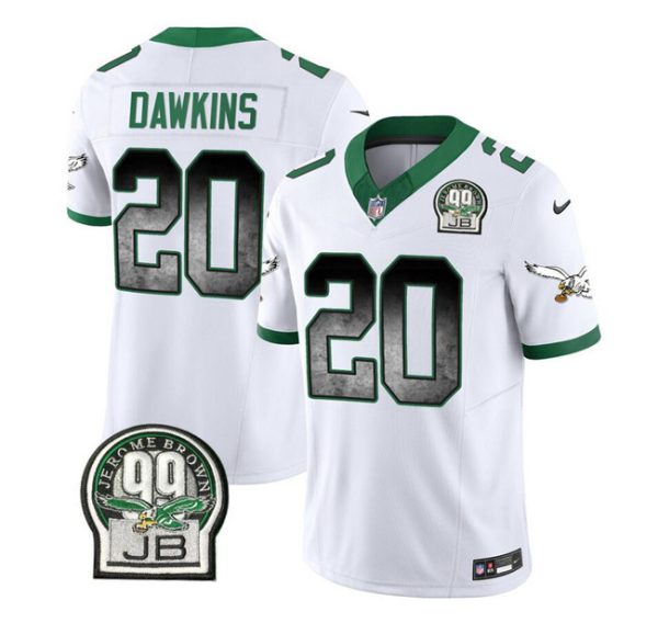 Men's Philadelphia Eagles #20 Brian Dawkins White 2023 F.U.S.E. Throwback Vapor Untouchable Limited Stitched Football Jersey - Custom Name