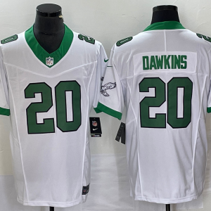 Men's Philadelphia Eagles #20 Brian Dawkins White 2023 F.U.S.E. Vapor Untouchable Stitched Football Jersey - Custom Name