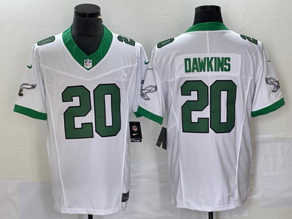Men's Philadelphia Eagles #20 Brian Dawkins White 2023 F.U.S.E. Vapor Untouchable Stitched Football Jersey - Custom Name