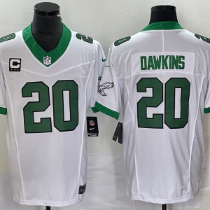 Men's Philadelphia Eagles #20 Brian Dawkins White 2023 F.U.S.E. With C Patch Vapor Untouchable Stitched Football Jersey - Custom Name