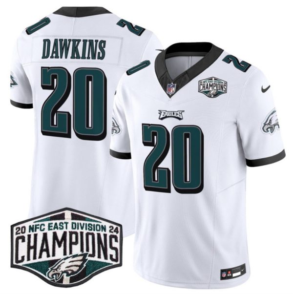 Men's Philadelphia Eagles #20 Brian Dawkins White 2024 NFC East Champions F.U.S.E. Vapor Untouchable Limited Stitched Football Jersey - Custom Name