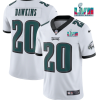 Men's Philadelphia Eagles #20 Brian Dawkins White Super Bowl LVII Patch Vapor Untouchable Limited Stitched Jersey- Custom Name