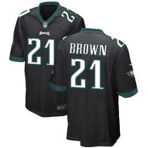 Men's Philadelphia Eagles #21 Sydney Brown Black Stitched Game Jersey - Custom Name