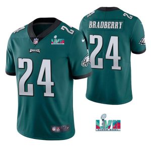 Men's Philadelphia Eagles #24 James Bradberry Green Super Bowl LVII Vapor Untouchable Limited Stitched Jersey - Custom Name