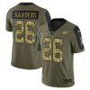 Men's Philadelphia Eagles #26 Miles Sanders 2021 Olive Camo Salute To Service Limited Stitched Jersey - Custom Name