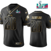 Men's Philadelphia Eagles #26 Miles Sanders Black Golden Super Bowl LVII Patch Edition Stitched Football Jersey - Custom Name