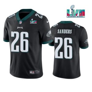 Men's Philadelphia Eagles #26 Miles Sanders Black Super Bowl LVII Patch Vapor Untouchable Limited Stitched Jersey - Custom Name