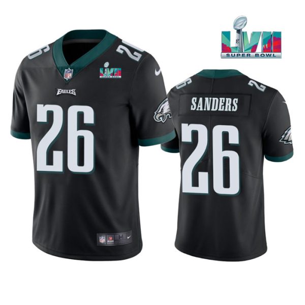 Men's Philadelphia Eagles #26 Miles Sanders Black Super Bowl LVII Patch Vapor Untouchable Limited Stitched Jersey - Custom Name