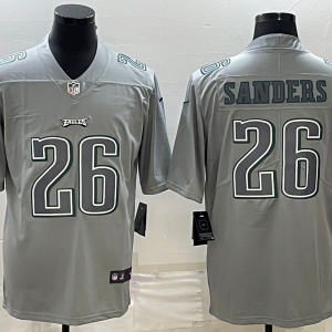 Men's Philadelphia Eagles #26 Miles Sanders Gray Atmosphere Fashion Stitched Jersey - Custom Name