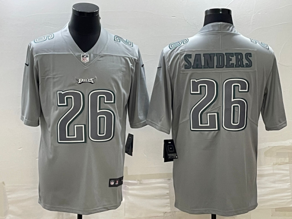 Men's Philadelphia Eagles #26 Miles Sanders Gray Atmosphere Fashion Stitched Jersey - Custom Name