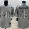 Men's Philadelphia Eagles #26 Miles Sanders Gray Super Bowl LVII Patch Atmosphere Fashion Stitched Jersey - Custom Name