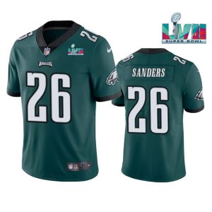 Men's Philadelphia Eagles #26 Miles Sanders Green Super Bowl LVII Patch Vapor Untouchable Limited Stitched Jersey - Custom Name
