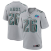 Men's Philadelphia Eagles #26 Miles Sanders Grey Super Bowl LVII Patch Atmosphere Fashion Stitched Game Jersey - Custom Name