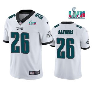 Men's Philadelphia Eagles #26 Miles Sanders White Super Bowl LVII Patch Vapor Untouchable Limited Stitched Jersey - Custom Name