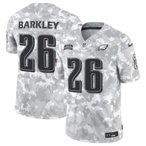 Men's Philadelphia Eagles #26 Saquon Barkley 2024 F.U.S.E Arctic Camo Salute to Service Limited Stitched Football Jersey - Custom Name