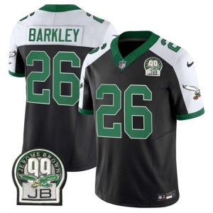 Men's Philadelphia Eagles #26 Saquon Barkley Black 2024 F.U.S.E. Jerome Brown Patch Alternate Stitched Football Jersey - Custom Name