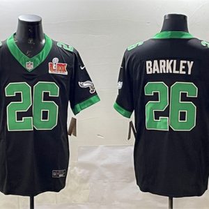 Men's Philadelphia Eagles #26 Saquon Barkley Black 2025 Super Bowl LIX Patch F.U.S.E. Vapor Untouchable Limited Stitched Football Jersey - Custom Name