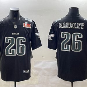 Men's Philadelphia Eagles #26 Saquon Barkley Black 2025 Super Bowl LIX Patch Fashion Vapor Untouchable Limited Stitched Football Jersey - Custom Name