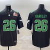 Men's Philadelphia Eagles #26 Saquon Barkley Black 2025 Super Bowl LIX Patch Throwback Vapor Untouchable Limited Stitched Football Jersey - Custom Name