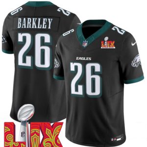Men's Philadelphia Eagles #26 Saquon Barkley Black F.U.S.E. 24 25 Super Bowl LIX Vapor Untouchable Limited Stitched Football Jersey - Custom Name