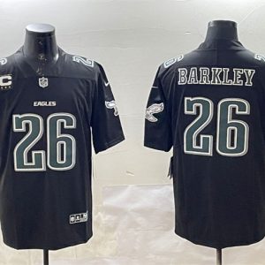 Men's Philadelphia Eagles #26 Saquon Barkley Black Fashion With 3-star C Patch Vapor Untouchable Limited Stitched Football Jersey - Custom Name