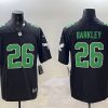 Men's Philadelphia Eagles #26 Saquon Barkley Black Throwback Vapor Untouchable Limited Stitched Football Jersey - Custom Name