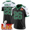 Men's Philadelphia Eagles #26 Saquon Barkley Black White 2025 Super Bowl LIX Patch F.U.S.E. Vapor Untouchable Limited Stitched Football Jersey - Custom Name