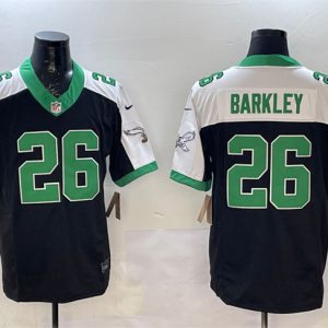 Men's Philadelphia Eagles #26 Saquon Barkley Black White F.U.S.E. Vapor Untouchable Limited Stitched Football Jersey - Custom Name