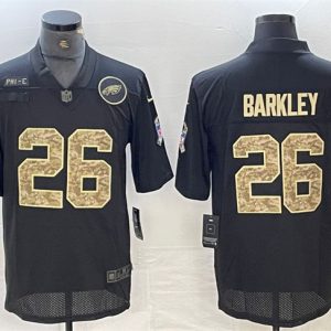 Men's Philadelphia Eagles #26 Saquon Barkley Camo Black Salute To Service Limited Stitched Jersey - Custom Name