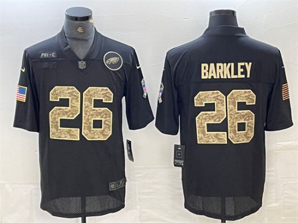 Men's Philadelphia Eagles #26 Saquon Barkley Camo Black Salute To Service Limited Stitched Jersey - Custom Name