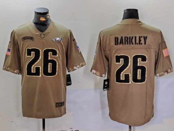 Men's Philadelphia Eagles #26 Saquon Barkley Camo Salute To Service Limited Stitched Jersey - Custom Name