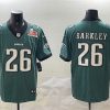 Men's Philadelphia Eagles #26 Saquon Barkley Green 2025 Super Bowl LIX Patch New Vapor Untouchable Limited Stitched Football Jersey - Custom Name