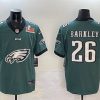 Men's Philadelphia Eagles #26 Saquon Barkley Green 2025 Super Bowl LIX Patch Team Big Logo Vapor Untouchable Limited Stitched Football Jersey - Custom Name