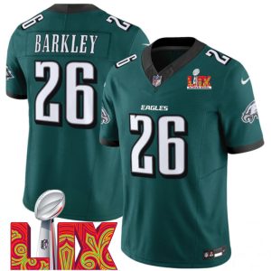 Men's Philadelphia Eagles #26 Saquon Barkley Green F.U.S.E. 24 25 Super Bowl LIX Vapor Untouchable Limited Stitched Football Jersey - Custom Name