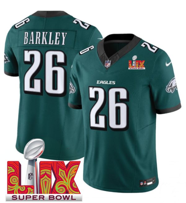 Men's Philadelphia Eagles #26 Saquon Barkley Green F.U.S.E. 24 25 Super Bowl LIX Vapor Untouchable Limited Stitched Football Jersey - Custom Name