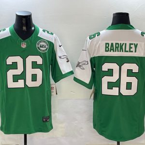 Men's Philadelphia Eagles #26 Saquon Barkley Green White 2024 F.U.S.E. With Patch Vapor Untouchable Limited Stitched Football Jersey - Custom Name